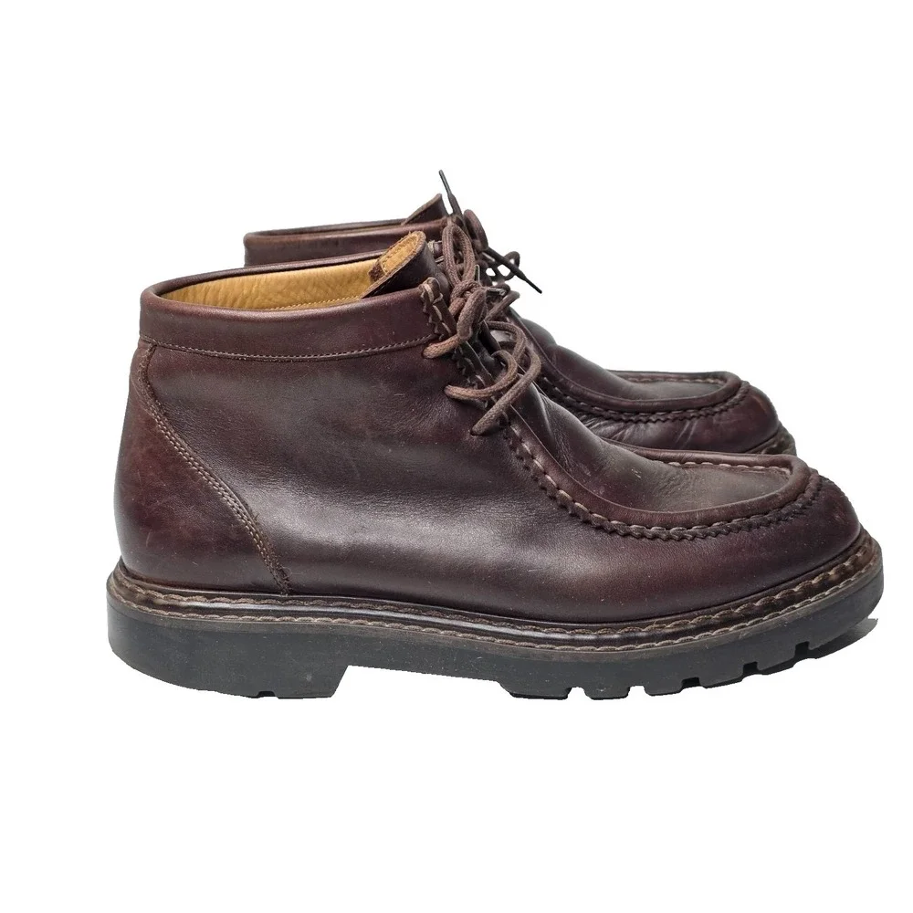 J CREW Men's Boots Size 10 Brown Leather Chukka Lace Up 3-eye Shoes Italy Made